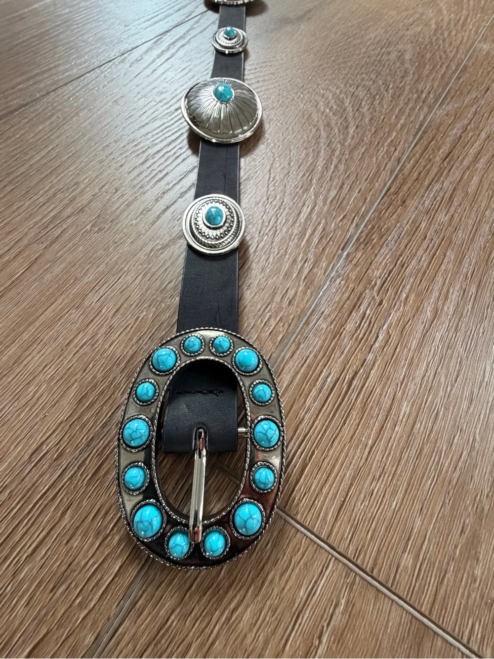 Black With Turquoise Concho Belt - Women Accessories